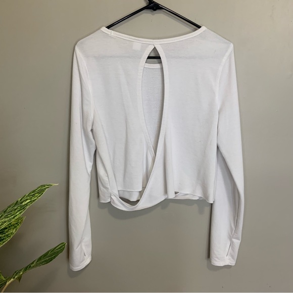 White Long Sleeve Open Back Shirt - Picture 2 of 5
